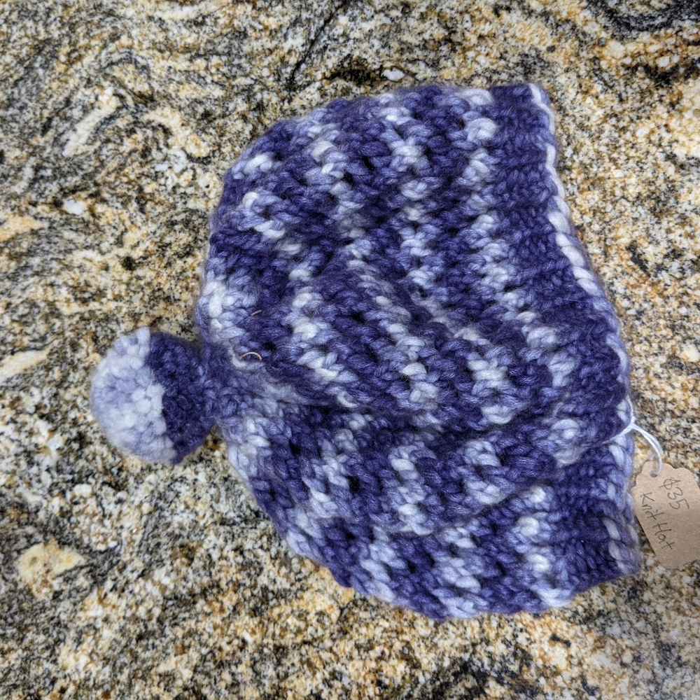 purple knitted baret hat